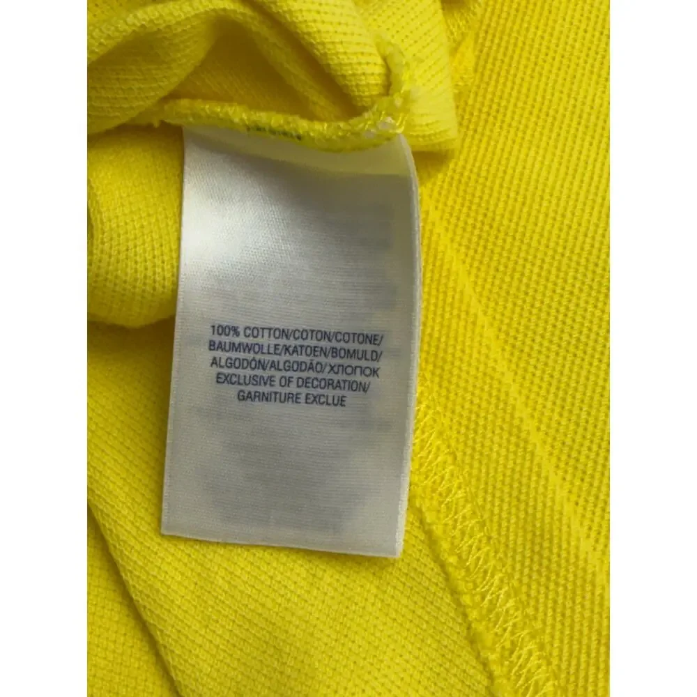 Ralph Lauren Big Pony Polo Shirt Girls XL 16 Yellow Blue Logo #3 Cotton PERU